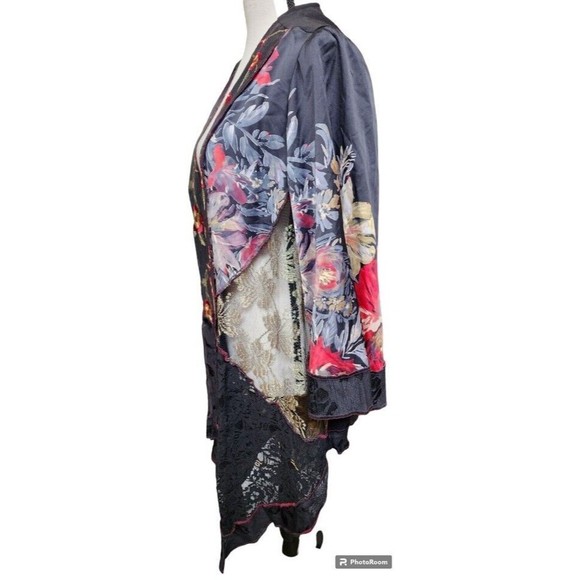 Embroidered Lace Velvet Burn Out Open Fron Kimono Style Top Size 1X NWT - Picture 6 of 10